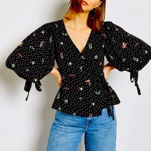 Top shop Floral Peplum Wrap Top